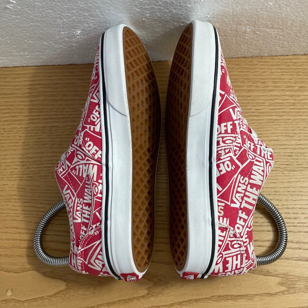 Vans Doheny Logo Sneaker Youth Kids Sz 4.5 Low Top Red & White All Over Pattern - Picture 4 of 10